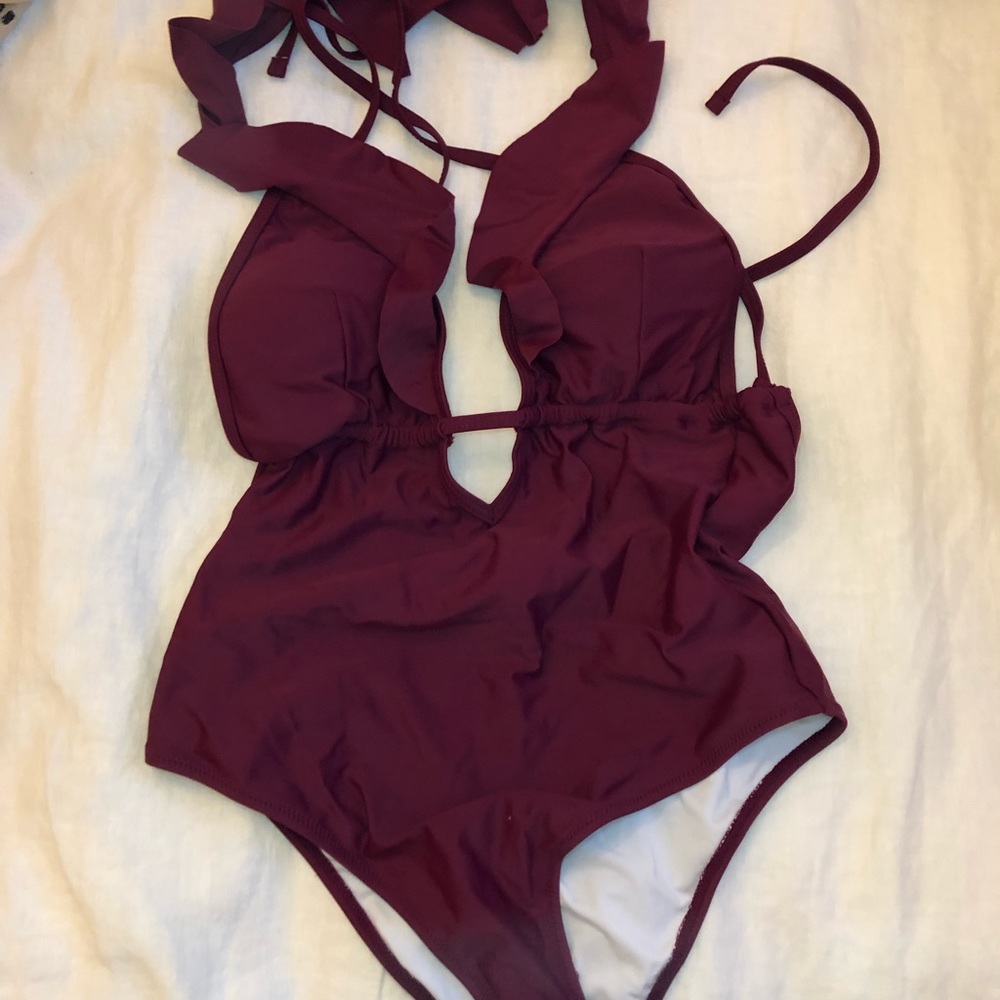 CupShe burgundy swimsuit